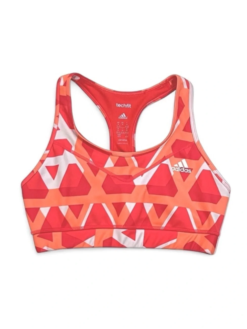 Adidas Coral Climalite Techfit Athletic Bra Size Medium